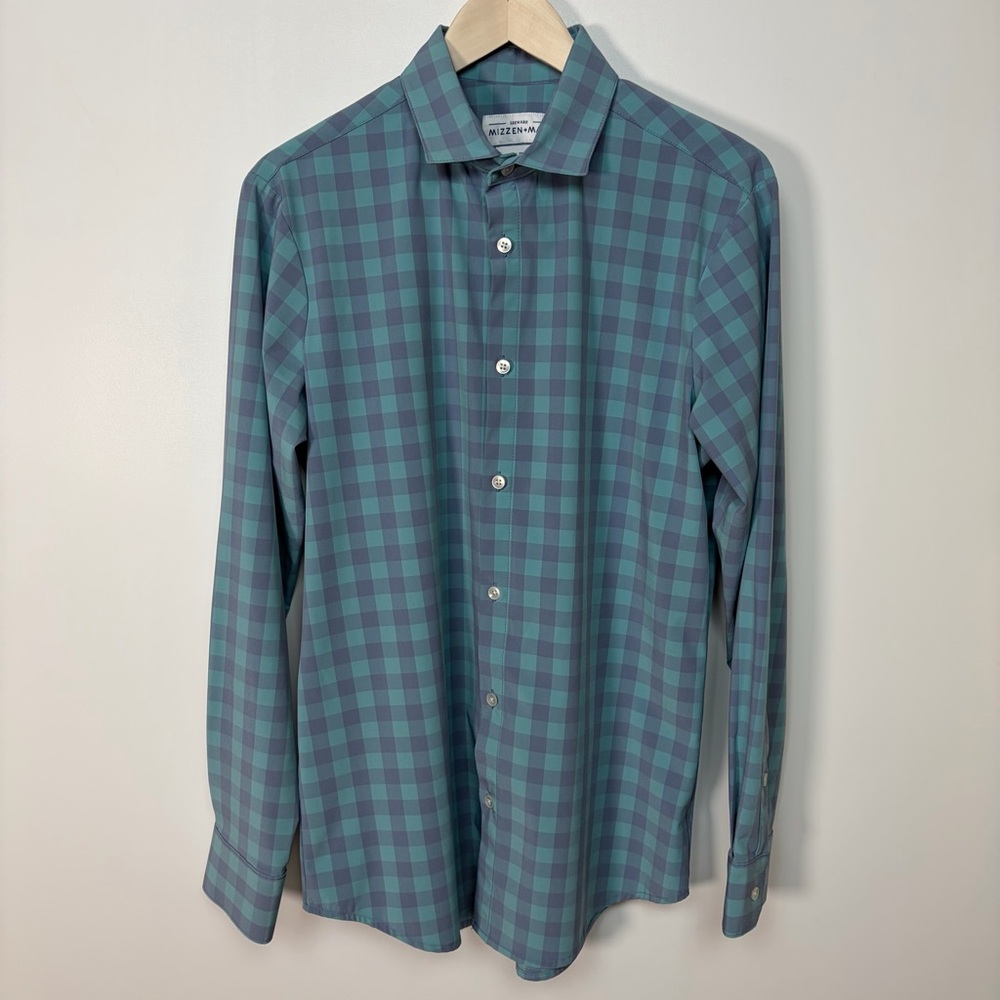 Mizzen+Main Leeward Golf Dress Shirt Plaid Check‎ Size Medium Trim Fit USA